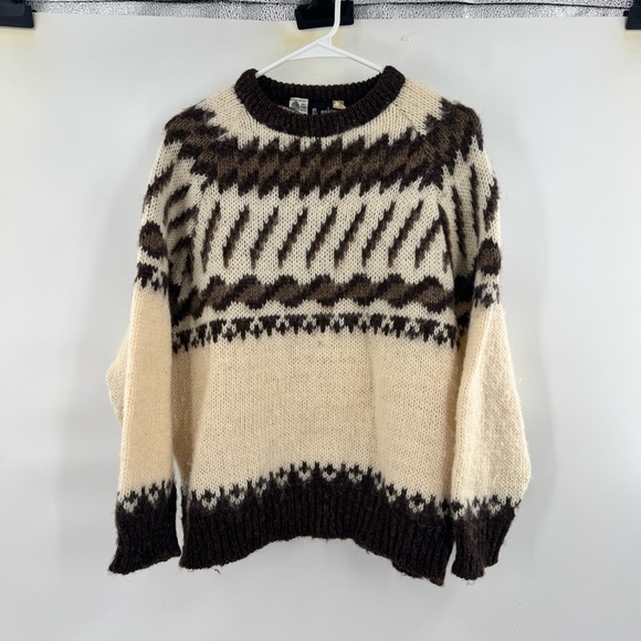 Eskimo knitwear Cream and Brown Patterned Sweater size M - Picture 6 of 7